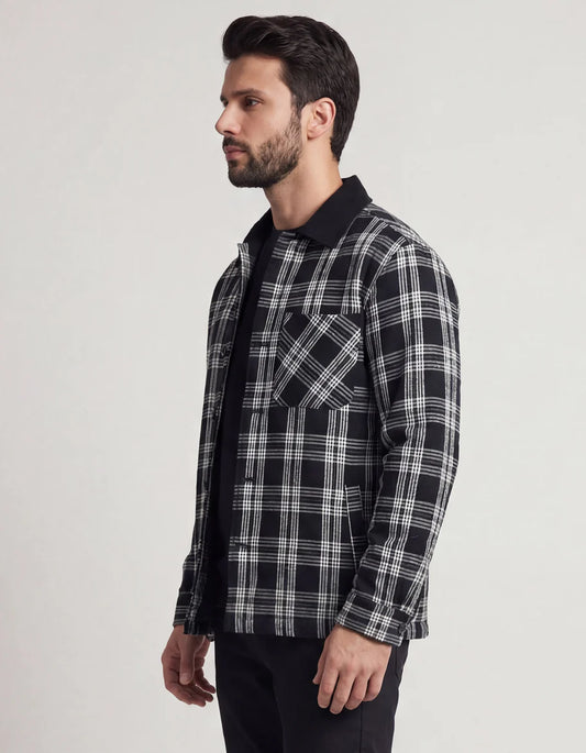 Black Check Aviator Jacket