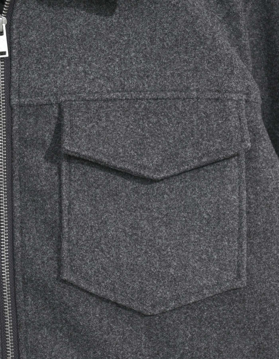 Grey Plain Aviator Jacket