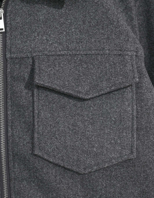 Grey Plain Aviator Jacket