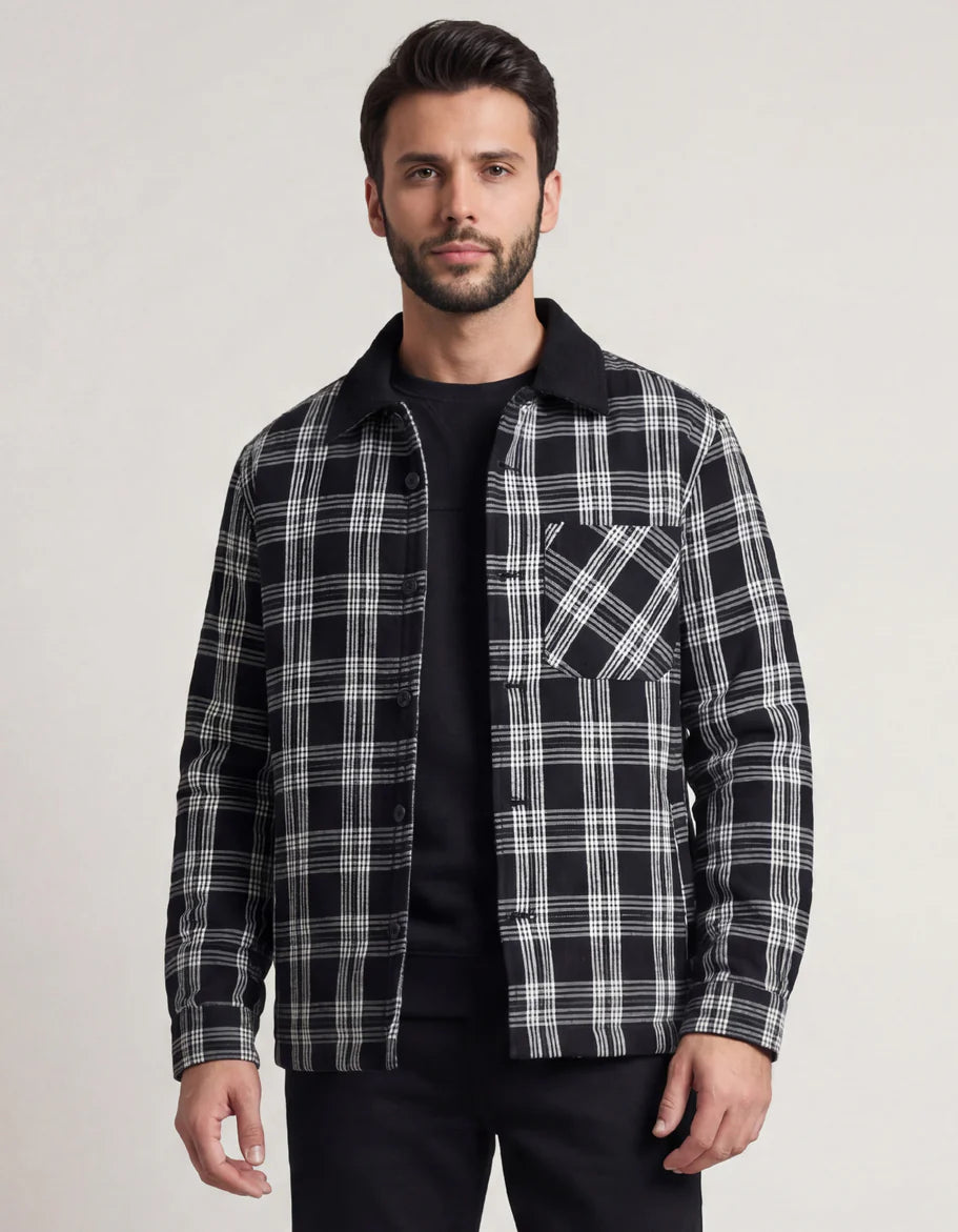 Black Check Aviator Jacket