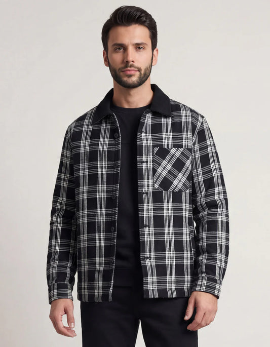 Black Check Aviator Jacket