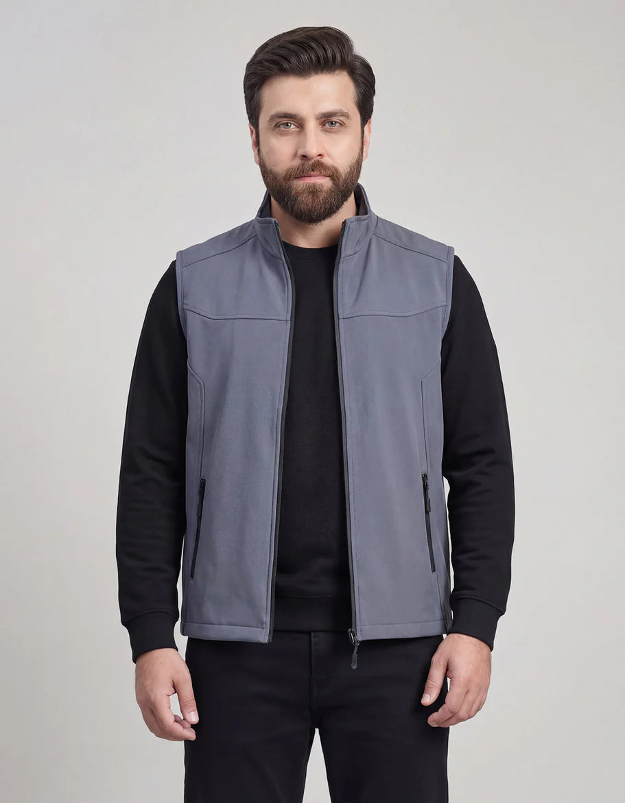 Grey Plain Gilet Jacket