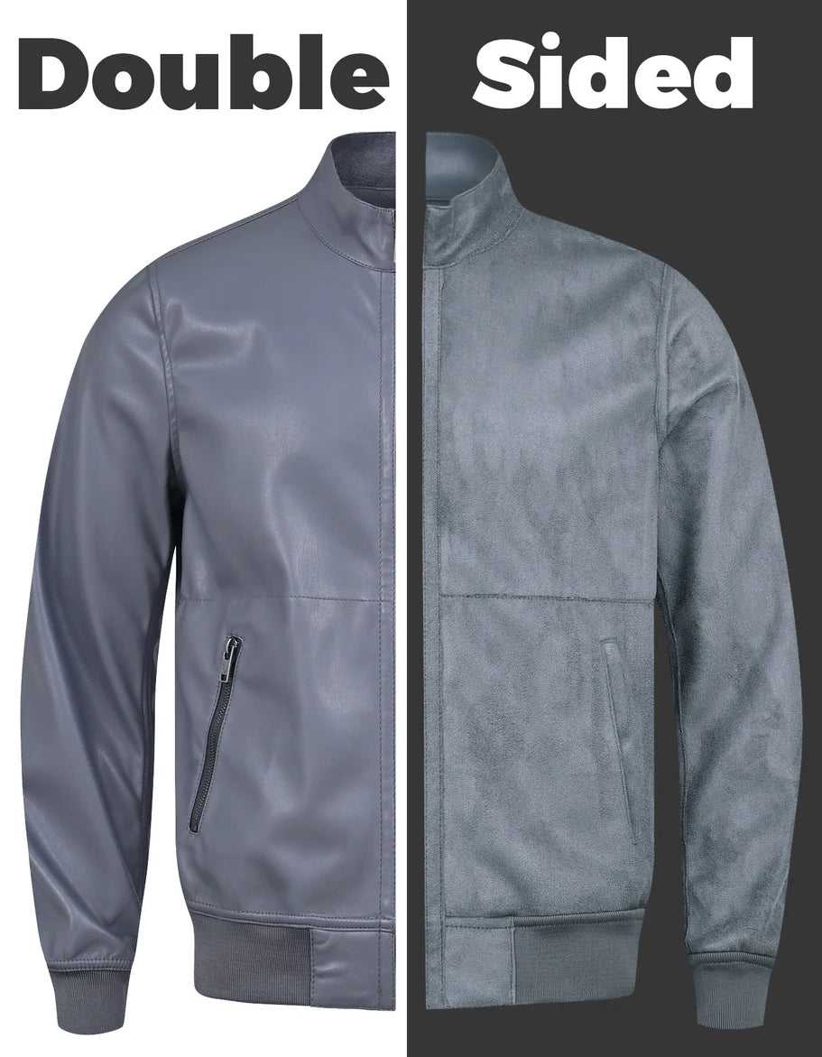 Grey Plain Reversible Bomber Jacket